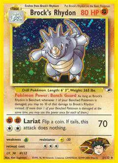Pokemon Trading Card Game Gym Heroes Holo Rare Brock's Rhydon #2 [Lightly Played]