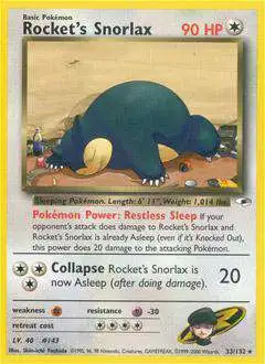 Pokemon Trading Card Game Gym Heroes Rare Rocket's Snorlax #33 [Lightly Played]