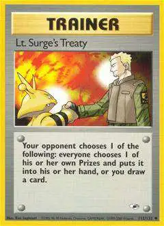 Pokemon Trading Card Game Gym Heroes Uncommon Lt. Surge's Treaty #112 [Lightly Played]