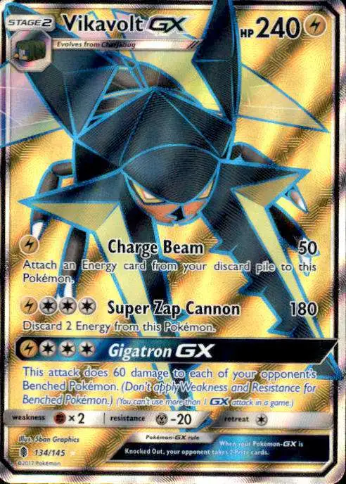 Pokemon Trading Card Game Sun & Moon Guardians Rising Ultra Rare Vikavolt GX #134