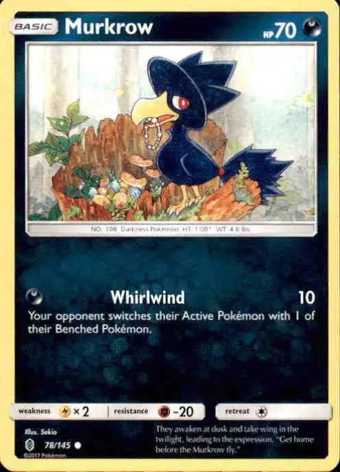 Pokemon Trading Card Game Sun & Moon Guardians Rising Common Murkrow #78