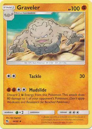 Pokemon Trading Card Game Hidden Fates Uncommon Graveler #34