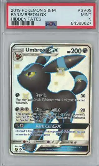 Pokemon Trading Card Game Hidden Fates Umbreon GX Ultra Rare Graded Card SV69 [PSA 9]