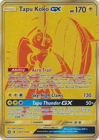 Pokemon Trading Card Game Hidden Fates Secret Rare Tapu Koko GX SV93