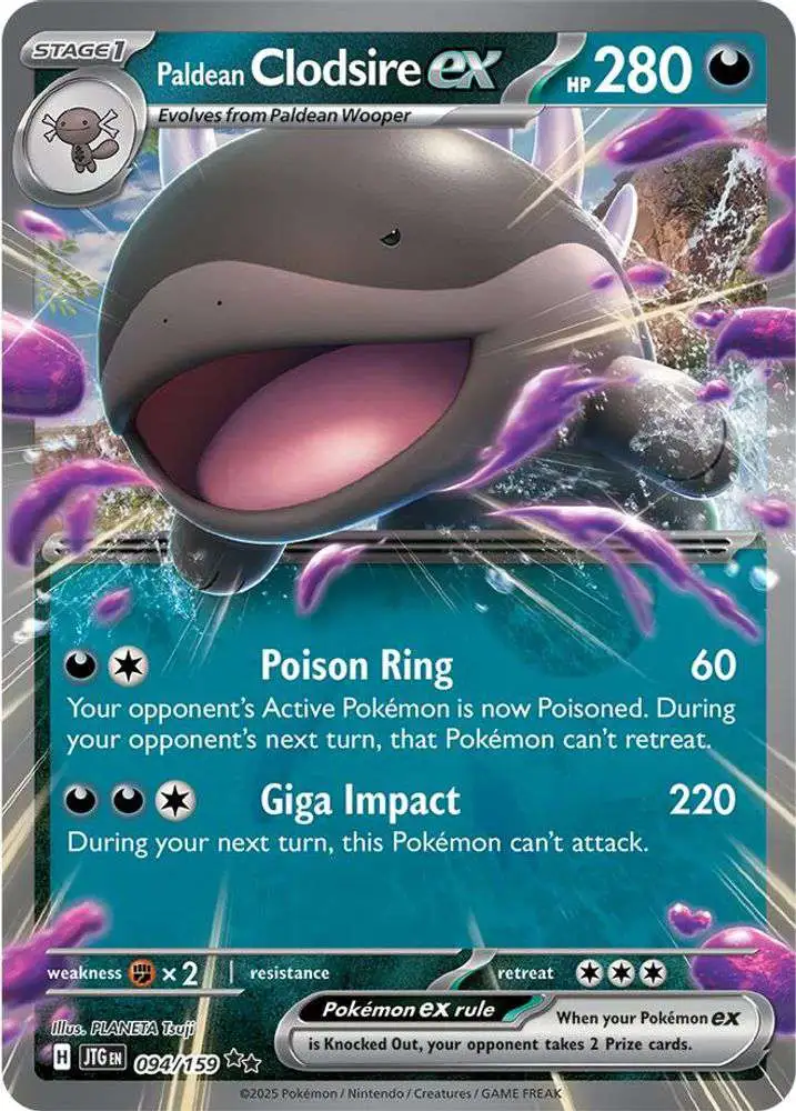 Pokemon Trading Card Game Journey Together Single Card Double Rare Paldean  Clodsire ex 94 - ToyWiz