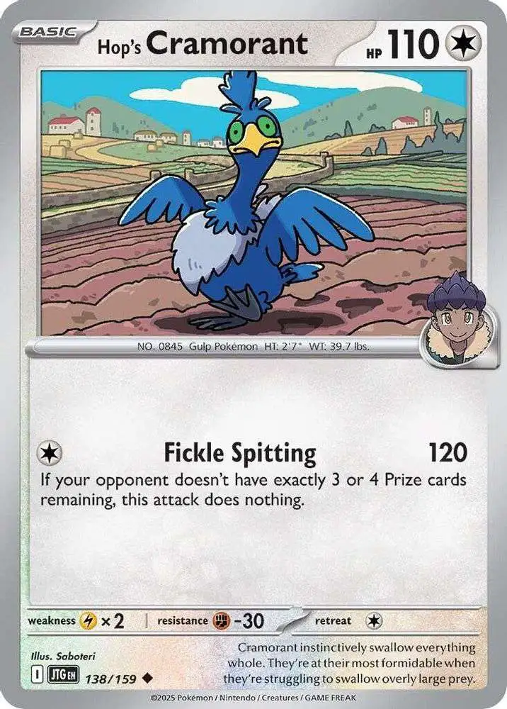 Pokemon Trading Card Game Journey Together Uncommon Hop's Cramorant #138