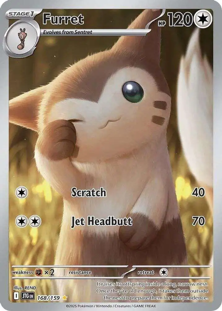 Pokemon Trading Card Game Journey Together Single Card Illustration Rare  Furret 168 - ToyWiz