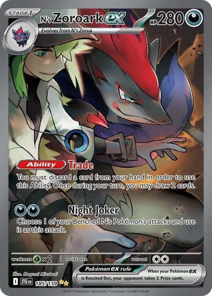 Pokemon Trading Card Game Journey Together Special Illustration Rare N's Zoroark ex #185