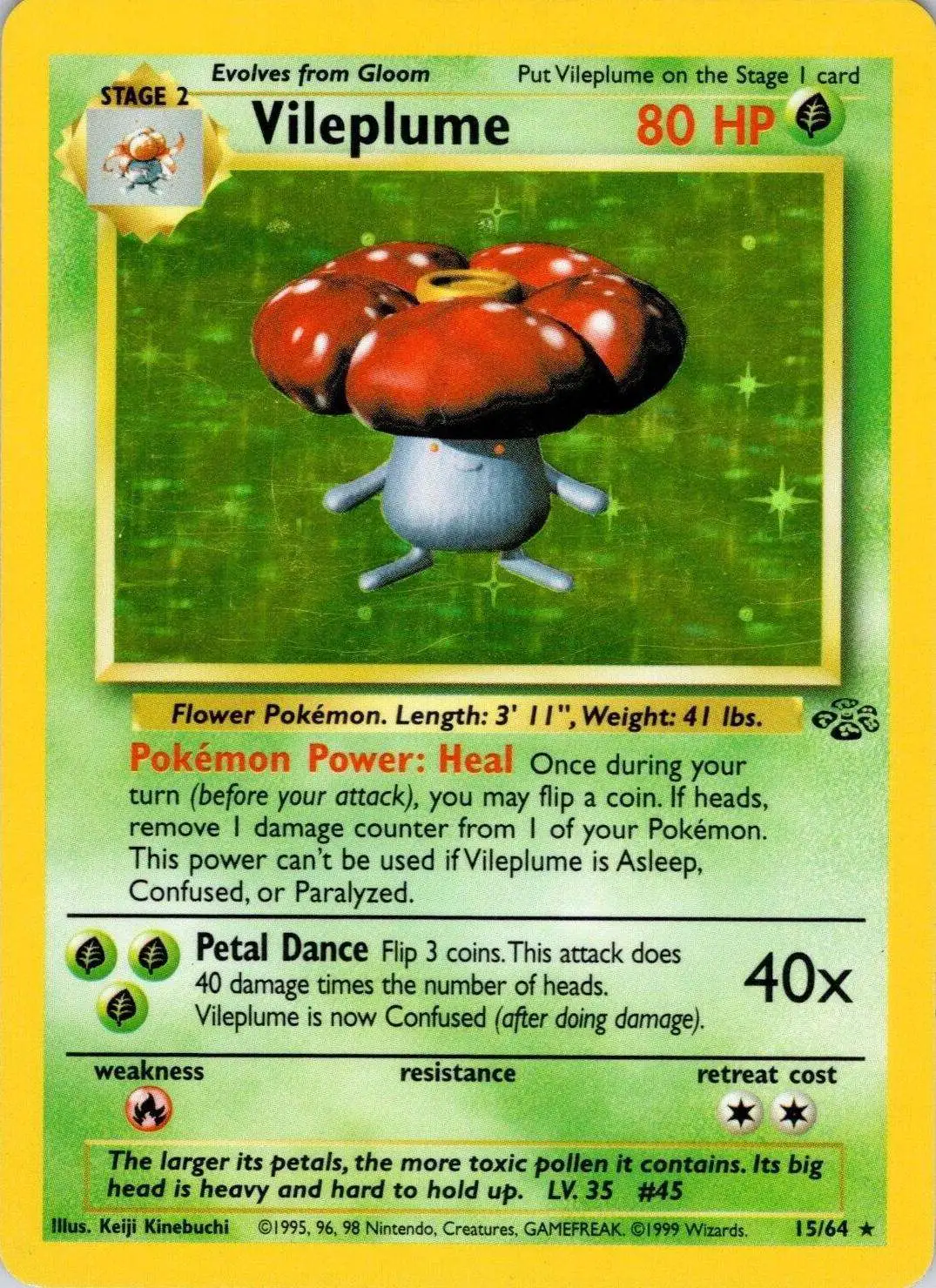 Pokemon Jungle Holo Rare Vileplume #15 [Heavily Played]