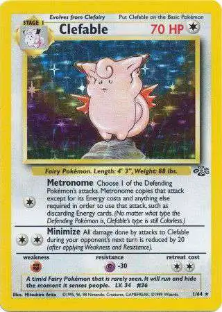 Pokemon Jungle Holo Rare Clefable #1 [Damaged]