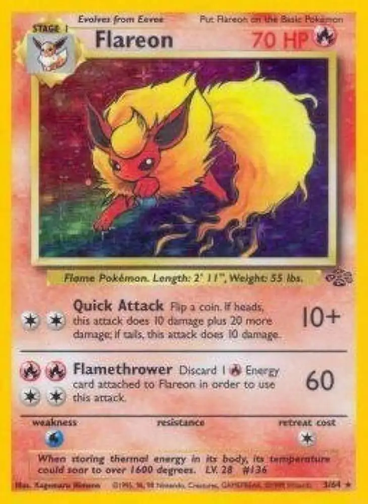 Pokemon Jungle Holo Rare Flareon #3 [Moderately Played]
