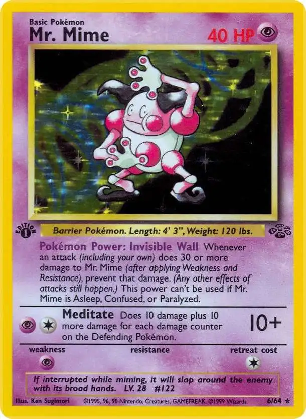 Pokemon Jungle Holo Rare Mr. Mime #6 [1st Edition] [Lightly Played]