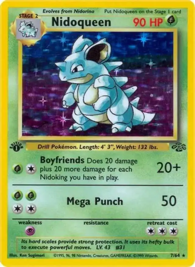 Pokemon Jungle Rare Holo Nidoqueen #7 [1st Edition] [Moderately Played]