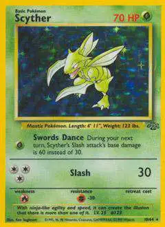 Pokemon Jungle Holo Rare Scyther #10 [Damaged]