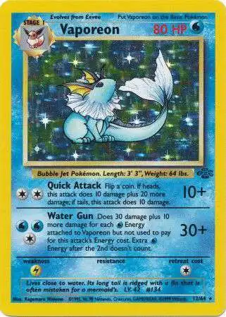 Pokemon Jungle Holo Rare Vaporeon #12 [Lightly Played]