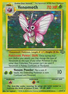 Pokemon Jungle Holo Rare Venomoth #13 [NO SYMBOL - Lightly Played] [Lightly Played]