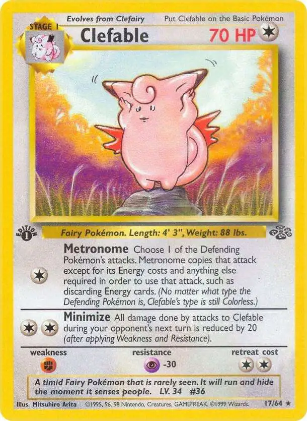 Pokemon Jungle Rare Clefable #17 [1st Edition]