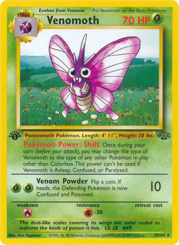 Pokemon Jungle Rare Venomoth #29 [1st Edition] [Lightly Played]