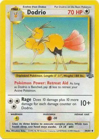 Pokemon Jungle Uncommon Dodrio #34 [Moderately Played]