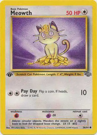 Pokemon Jungle Common Meowth #56 [1st Edition]