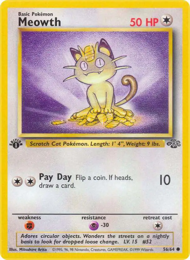Pokemon Jungle Common Meowth #56 [1st Edition] [Lightly Played]
