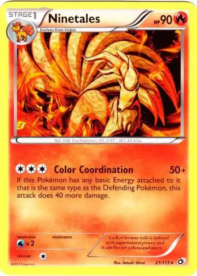 Pokemon Black & White Legendary Treasures Rare Ninetales #21