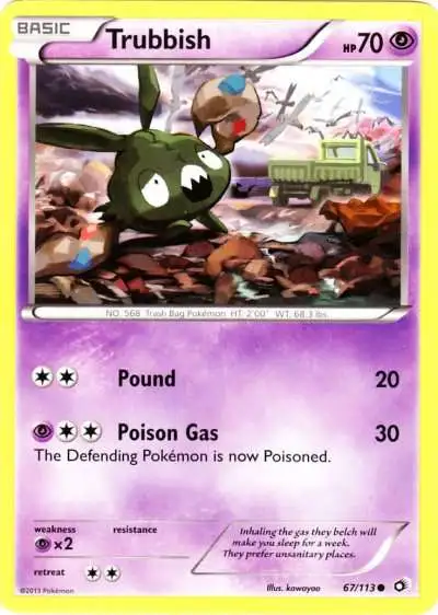 Pokemon Black & White Legendary Treasures Common Trubbish #67 [Reverse Holo]