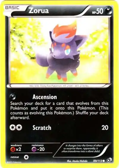 Pokemon Black & White Legendary Treasures Common Zorua #89