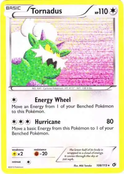 Pokemon Black & White Legendary Treasures Holo Rare Tornadus #108 [Reverse Holo]