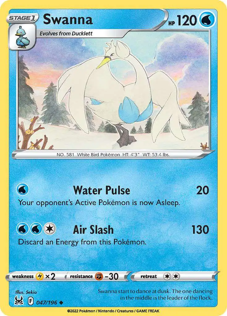 Pokemon Trading Card Game Lost Origin Uncommon Swanna #47