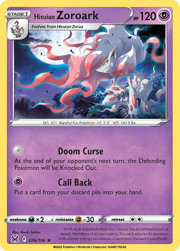 Pokemon Trading Card Game Lost Origin Single Card Holo Rare Hisuian Zoroark 76 - ToyWiz Pokemon Trading Card Game Lost Origin Single Card Holo Rare Hisuian Zoroark 76 - ToyWiz