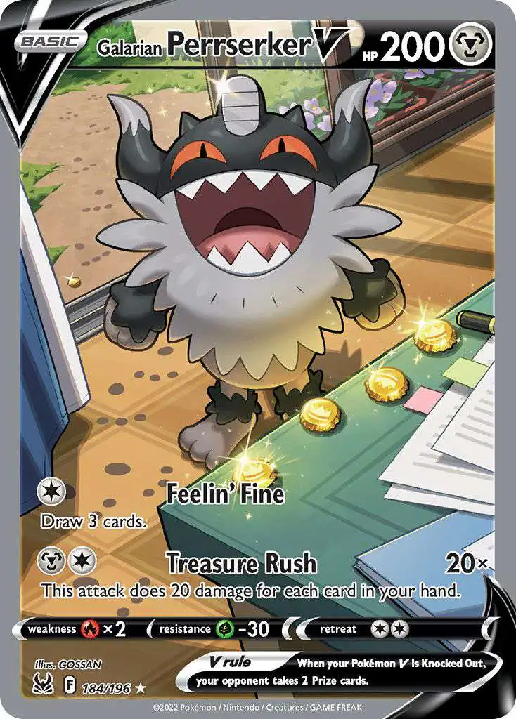 Pokemon Trading Card Game Lost Origin Ultra Rare Galarian Perrserker V #184