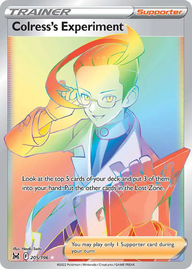 Pokemon Trading Card Game Lost Origin Secret Rare Colress's Experiment #205