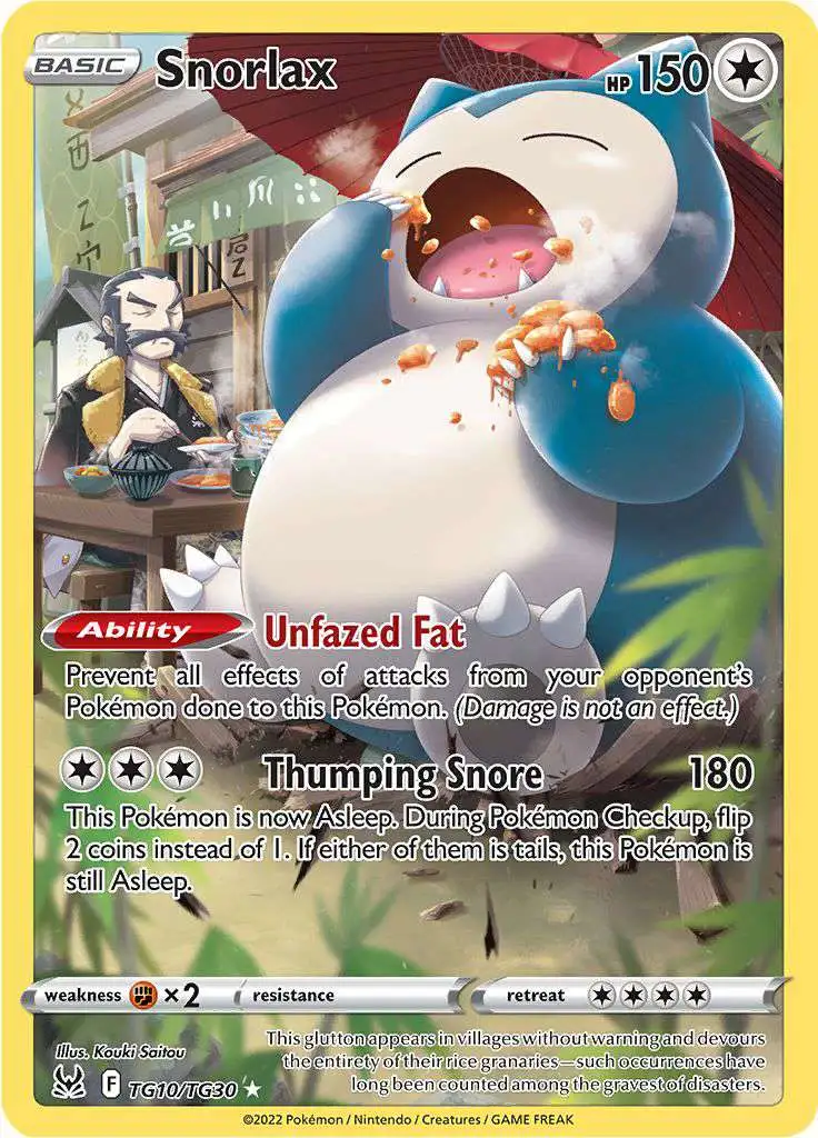 Pokemon Trading Card Game Lost Origin Ultra Rare Snorlax TG10 [Trainer Gallery]