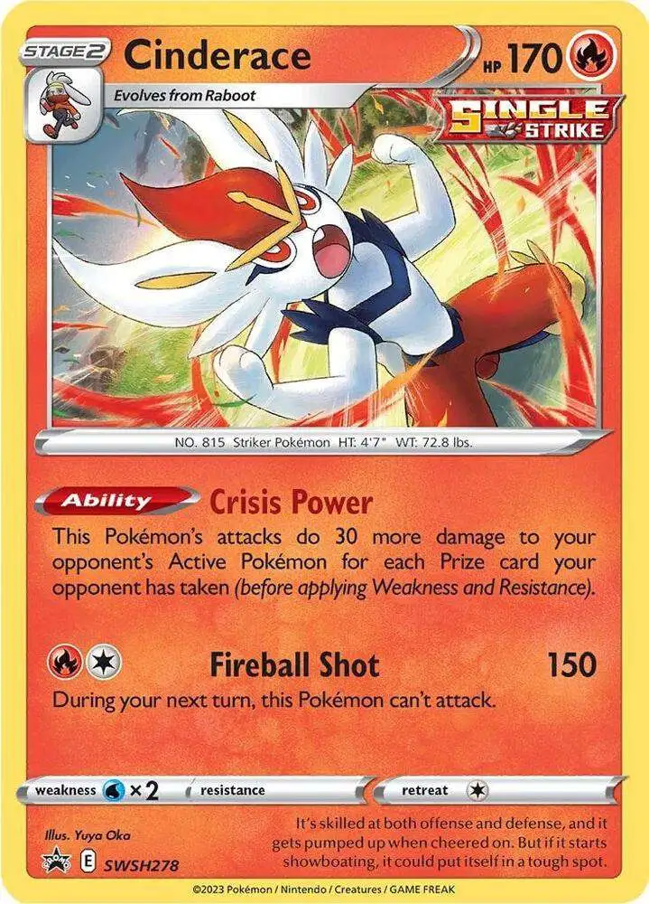 cinderace pokemon card price Cinderace V SWSH015 Holo Rare Black Star Promo Pokemon Card Near Mint main image 0