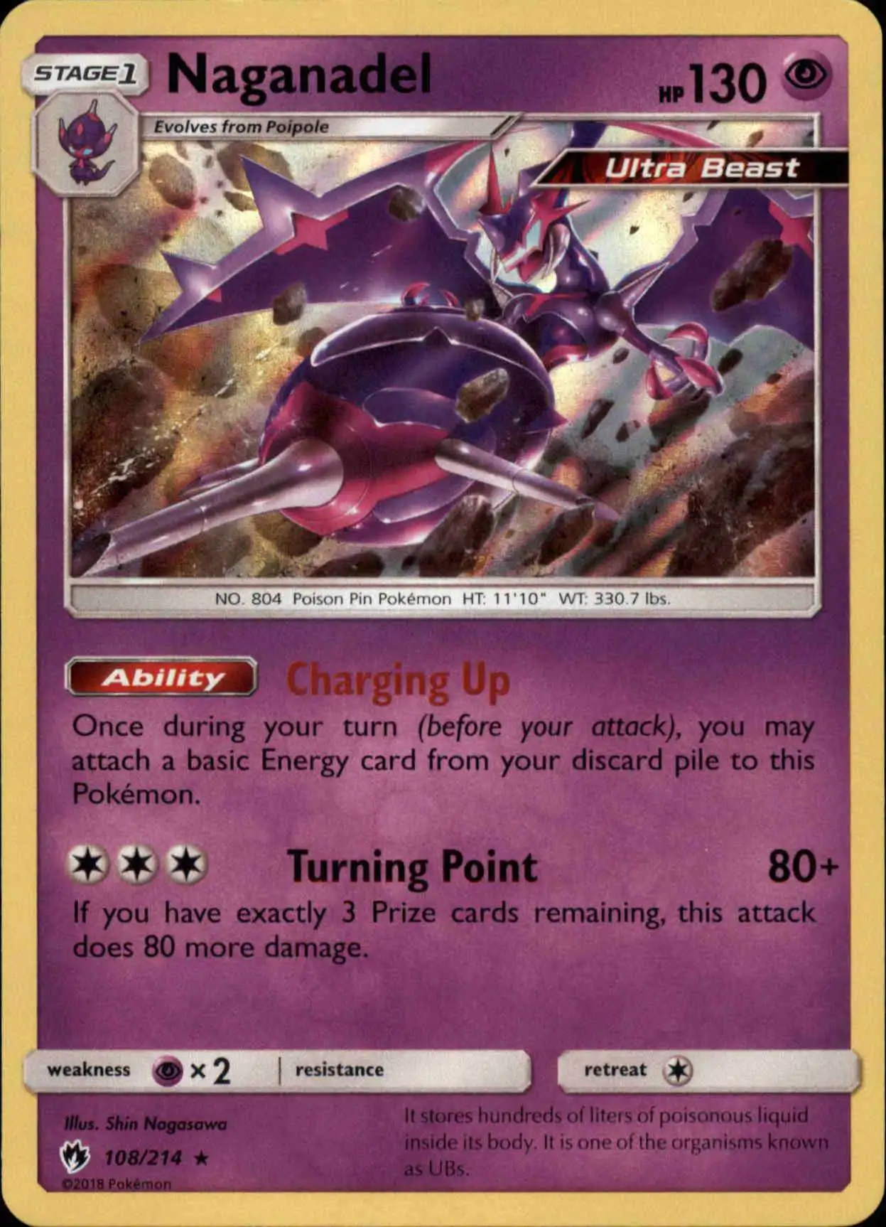 Naganadel Holo - Lost Thunder Pokémon card 108/214