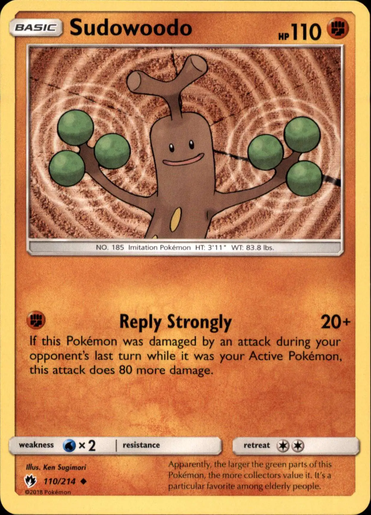 Pokemon Trading Card Game Sun & Moon Lost Thunder Uncommon Sudowoodo #110