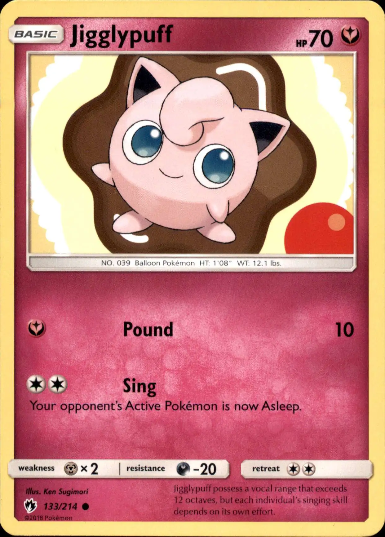 Pokemon Trading Card Game Sun & Moon Lost Thunder Common Jigglypuff #133