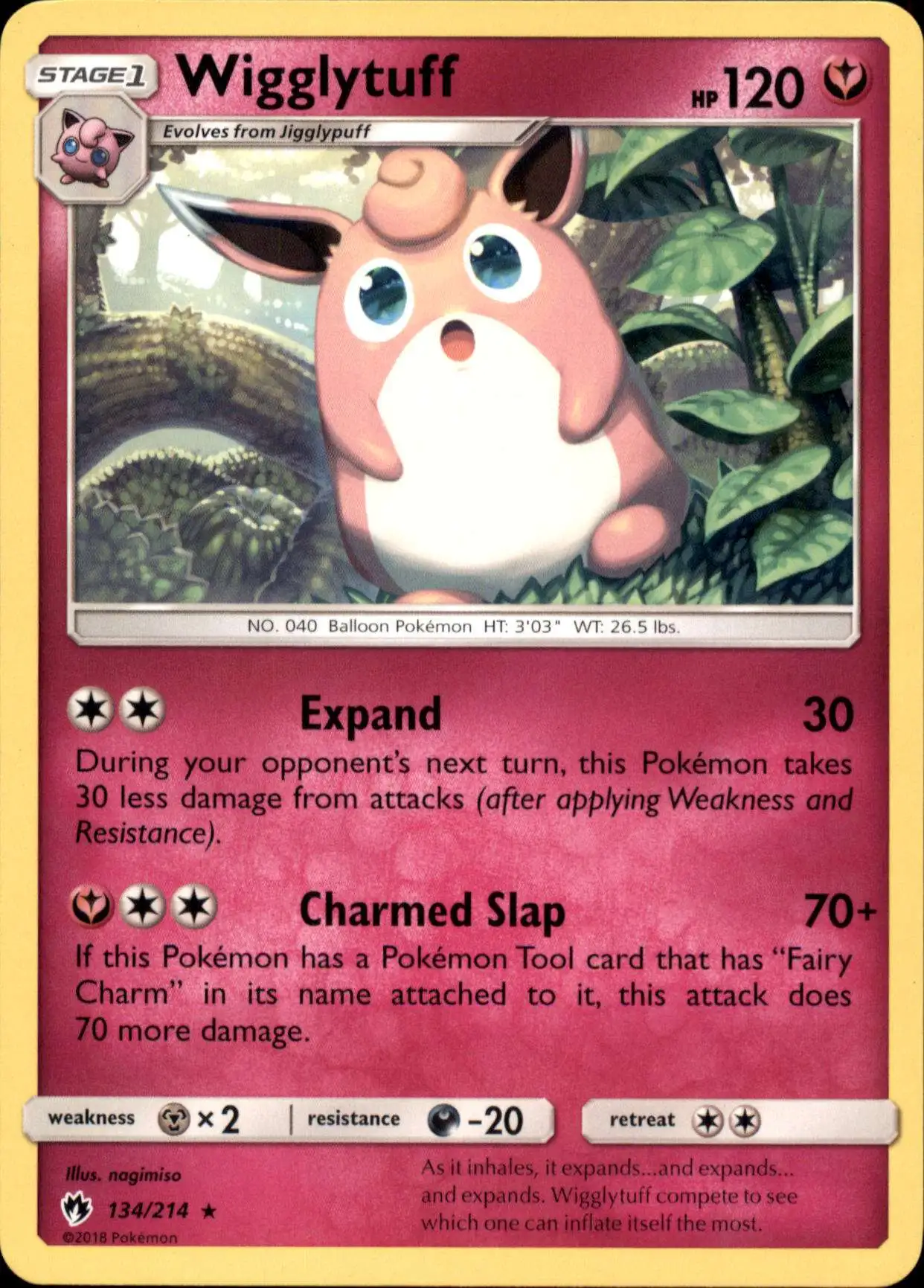 Pokemon Trading Card Game Sun & Moon Lost Thunder Rare Wigglytuff #134