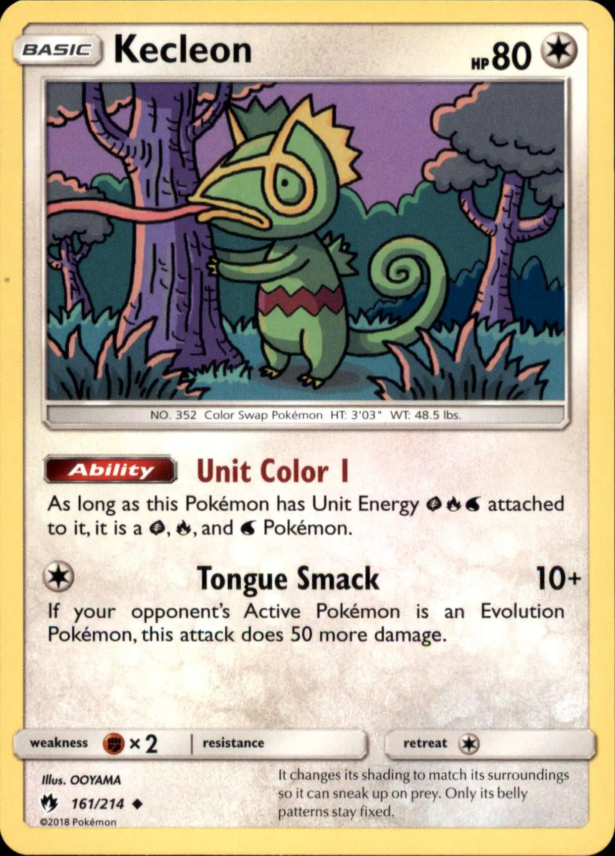 Pokemon Trading Card Game Sun & Moon Lost Thunder Uncommon Kecleon #161