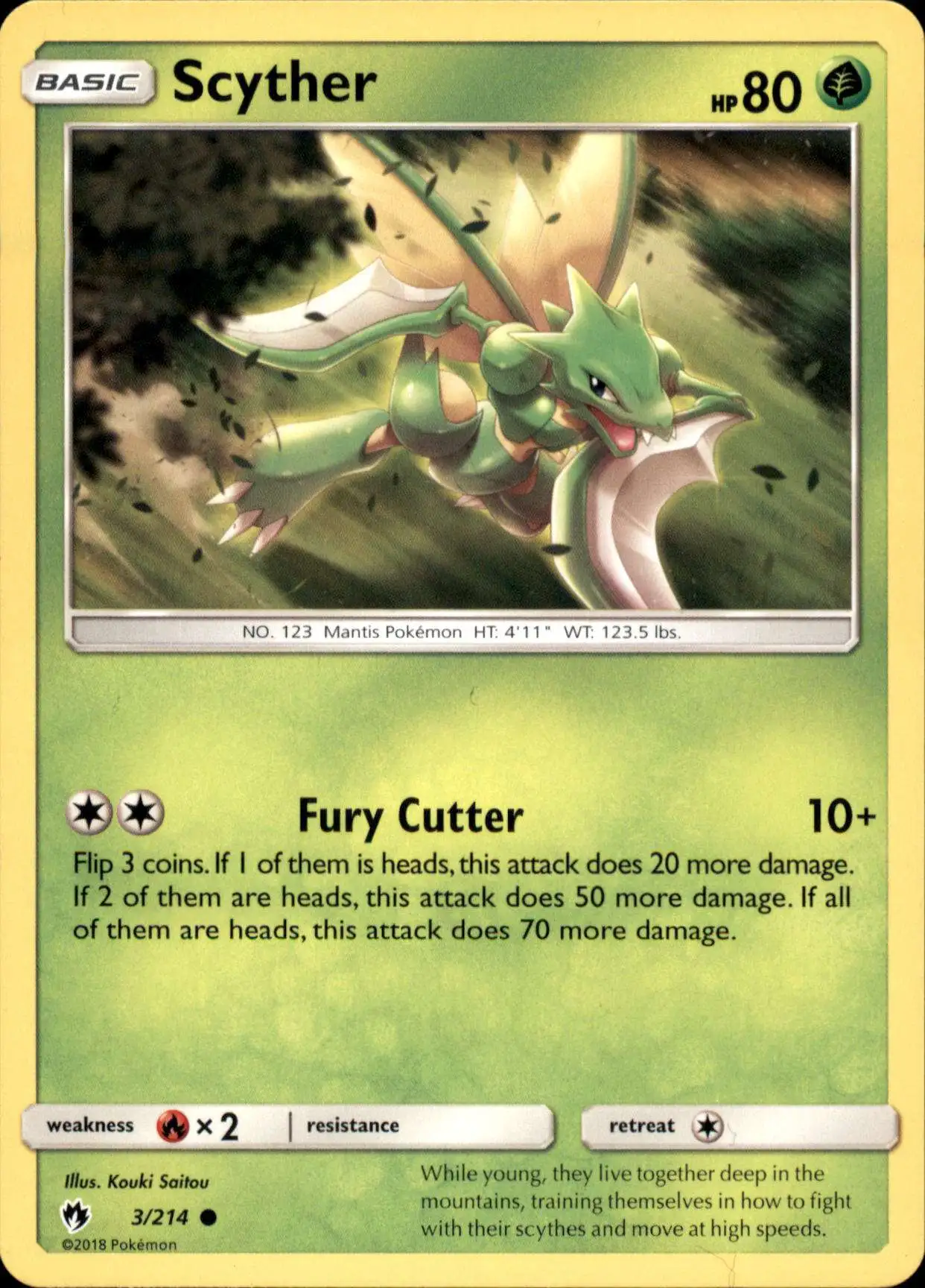 Pokemon Trading Card Game Sun & Moon Lost Thunder Common Scyther #3