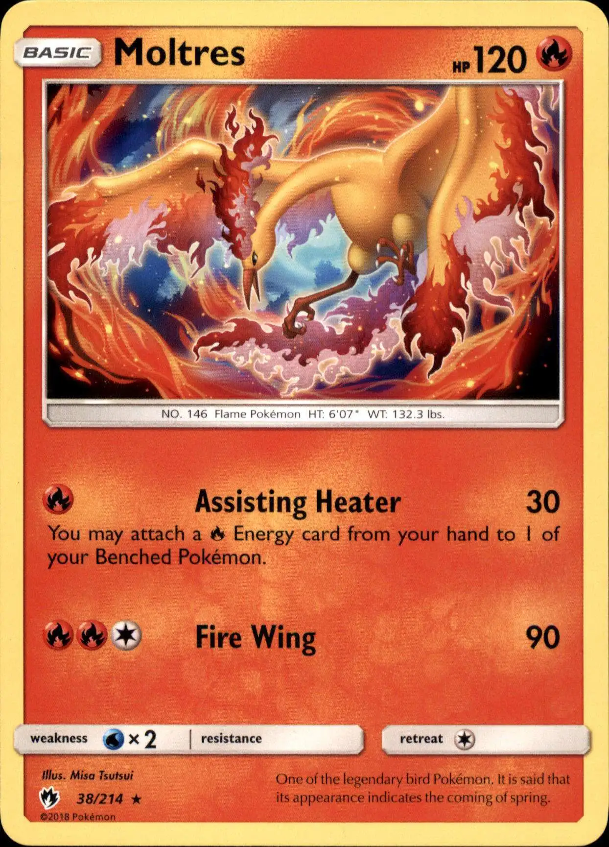 Pokemon Trading Card Game Sun & Moon Lost Thunder Rare Moltres #38