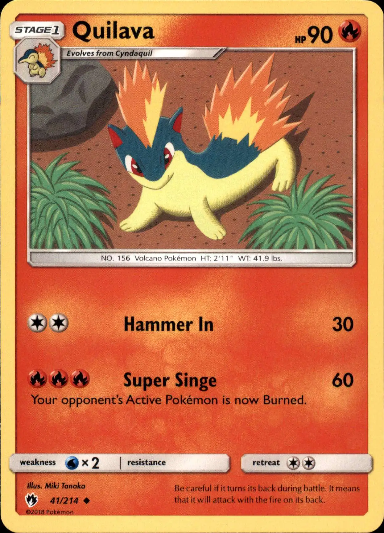 Pokemon Trading Card Game Sun & Moon Lost Thunder Uncommon Quilava #41