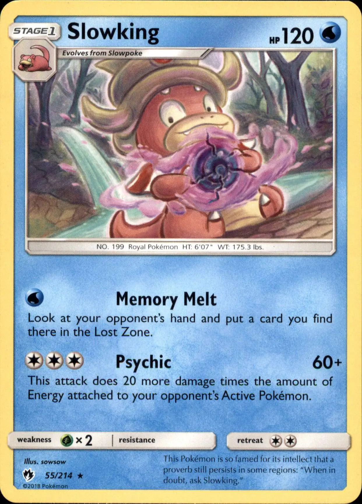 Pokemon Trading Card Game Sun & Moon Lost Thunder Rare Slowking #55