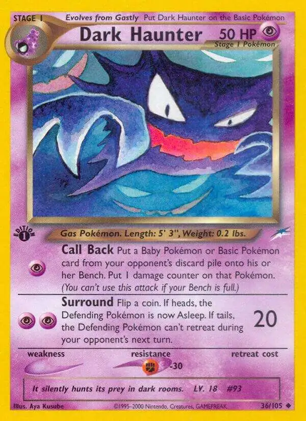 Pokemon Neo Destiny Uncommon Dark Haunter #36 [1st Edition - Near Mint/Lightly Played]