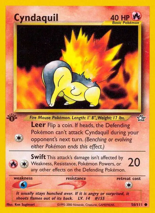 Pokemon Neo Genesis Common Cyndaquil #56 [1st Edition] [Lightly Played]