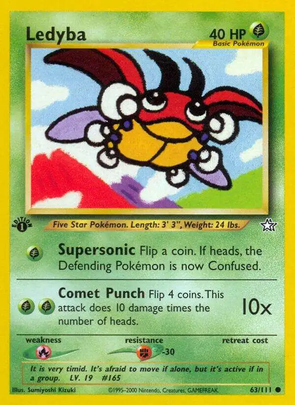 Pokemon Neo Genesis Common Ledyba #63 [1st Edition] [Lightly Played]