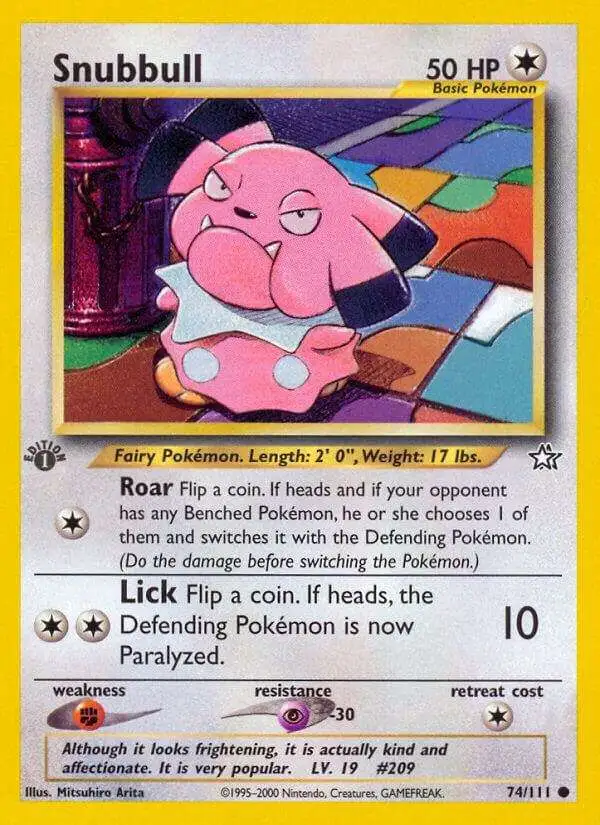Pokemon Neo Genesis Single Card Common Snubbull 74 First Edition - Lightly  Played Lightly Played - ToyWiz