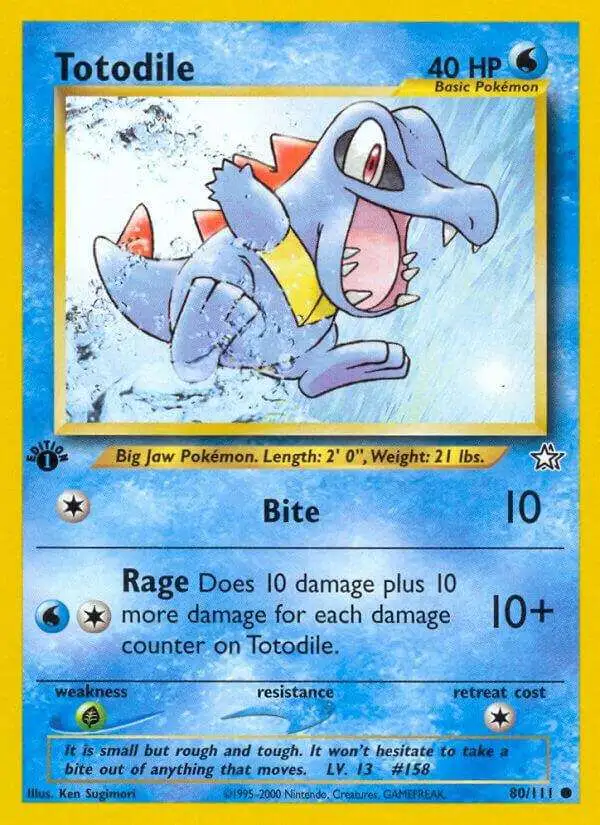 Pokemon Neo Genesis Common Totodile #80 [First Edition - Heavily Played] [Heavily Played]