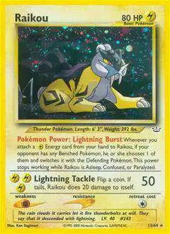 Pokemon Neo Revelation Single Card Holo Rare Raikou 13 Lightly